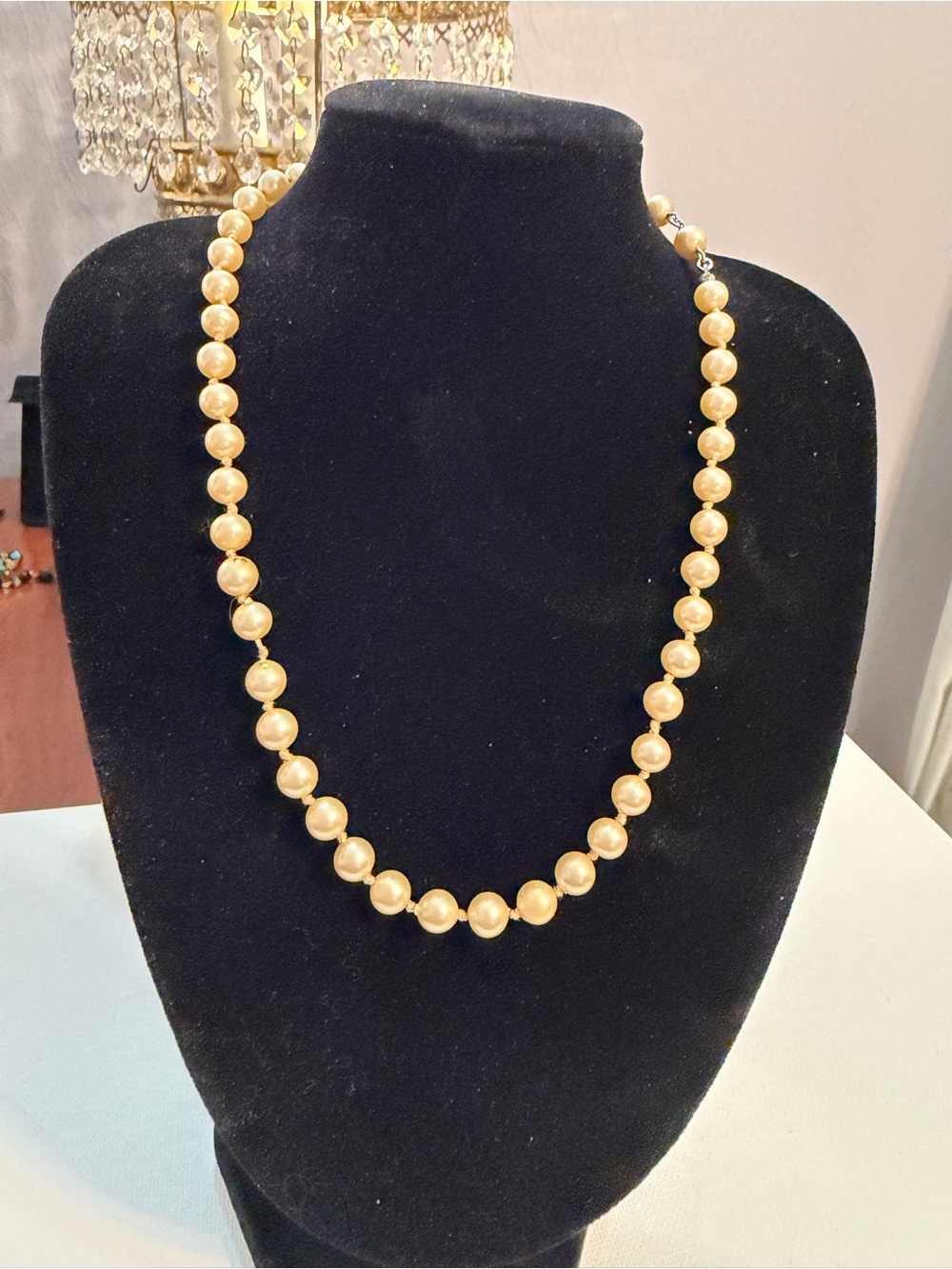 Trifari Champagne Gold Pearl Bead Necklace